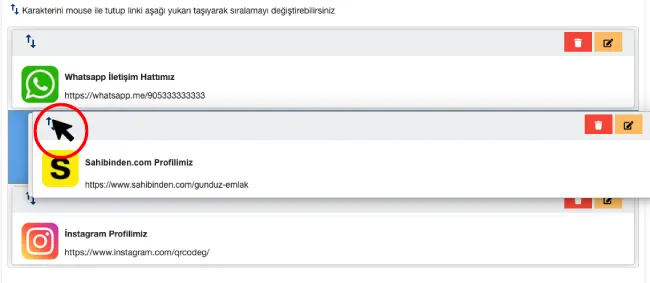 sosyal medya çoklu linkte link sıralama