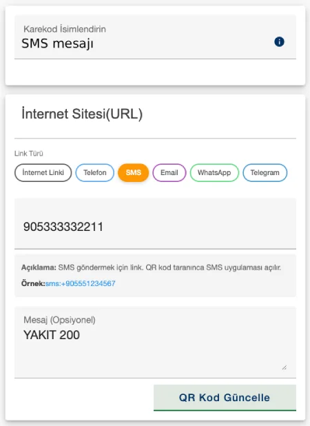 Send automatic message with SMS QR code
