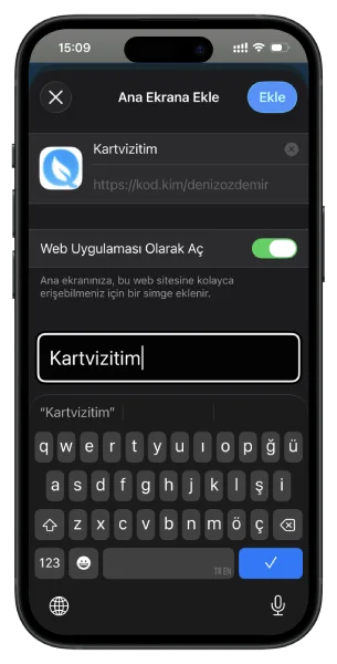 Dijital kartvizitinize isim verin