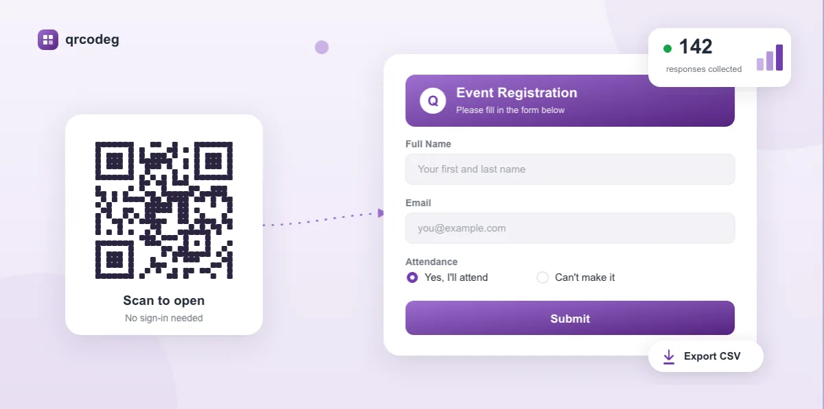Generate form with qr code