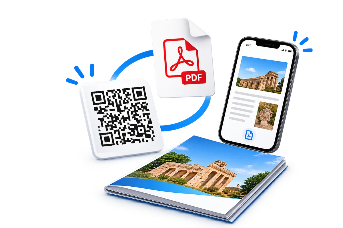 PDF QR kod oluşturma: PDF, QR kod ve telefonda açılan broşür
